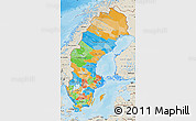 Political Map of Sweden, shaded relief outside, bathymetry sea