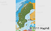 Satellite Map of Sweden, political shades outside