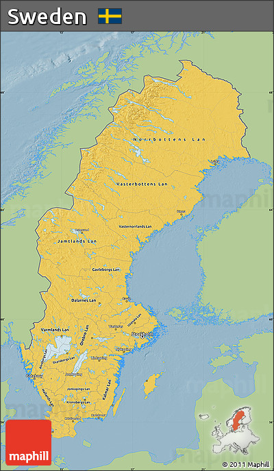 Savanna Style Map of Sweden, single color outside