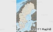 Shaded Relief Map of Sweden, darken, land only