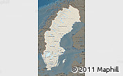 Shaded Relief Map of Sweden, darken