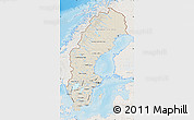 Shaded Relief Map of Sweden, lighten, land only