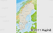 Shaded Relief Map of Sweden, physical outside