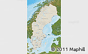 Shaded Relief Map of Sweden, satellite outside, shaded relief sea