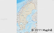 Shaded Relief Map of Sweden, semi-desaturated, land only