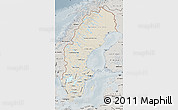 Shaded Relief Map of Sweden, semi-desaturated