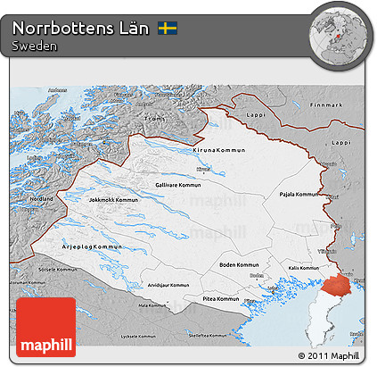 Gray 3D Map of Norrbottens Län