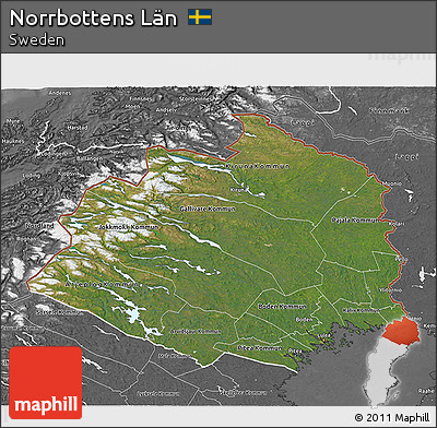Satellite 3D Map of Norrbottens Län, desaturated