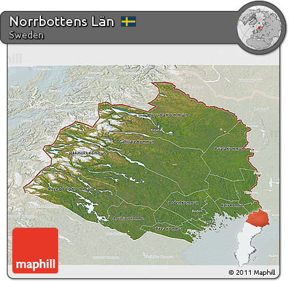 Satellite 3D Map of Norrbottens Län, lighten