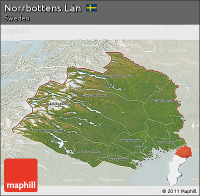 Satellite 3D Map of Norrbottens Län, lighten