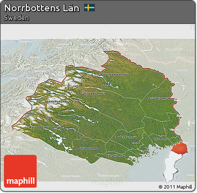 Satellite 3D Map of Norrbottens Län, lighten