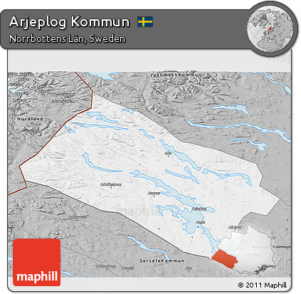 Gray 3D Map of Arjeplog Kommun