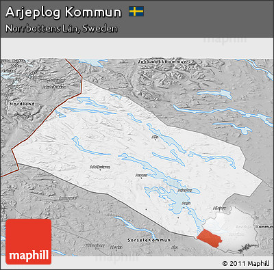 Gray 3D Map of Arjeplog Kommun