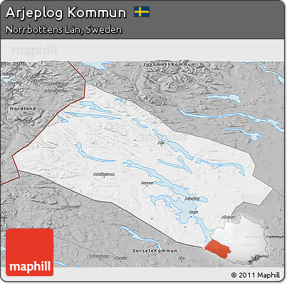 Gray 3D Map of Arjeplog Kommun