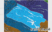 Political 3D Map of Arjeplog Kommun, darken