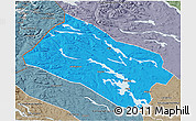 Political 3D Map of Arjeplog Kommun, semi-desaturated
