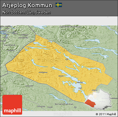Savanna Style 3D Map of Arjeplog Kommun