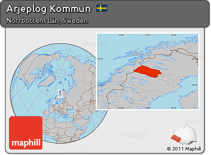 Gray Location Map of Arjeplog Kommun