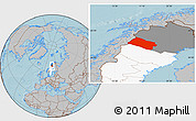 Gray Location Map of Arjeplog Kommun, highlighted country, highlighted parent region, hill shading