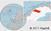 Gray Location Map of Arjeplog Kommun, highlighted country, hill shading