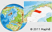 Physical Location Map of Arjeplog Kommun, highlighted country