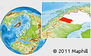 Physical Location Map of Arjeplog Kommun, highlighted parent region