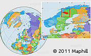 Political Location Map of Arjeplog Kommun, within the entire country