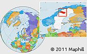 Political Location Map of Arjeplog Kommun, highlighted country, within the entire country