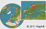 Satellite Location Map of Arjeplog Kommun, within the entire country