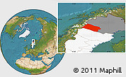 Satellite Location Map of Arjeplog Kommun, highlighted country, highlighted parent region