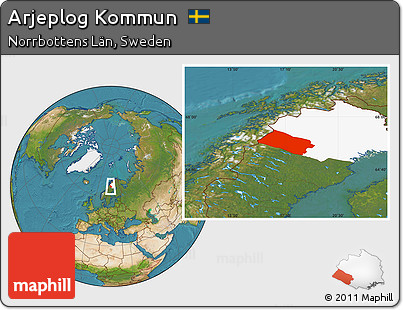 Satellite Location Map of Arjeplog Kommun, highlighted parent region