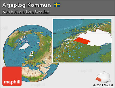 Satellite Location Map of Arjeplog Kommun, highlighted parent region