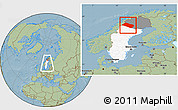 Savanna Style Location Map of Arjeplog Kommun, highlighted country, highlighted parent region, within the entire country, hill shading