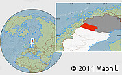 Savanna Style Location Map of Arjeplog Kommun, highlighted country, highlighted parent region, hill shading