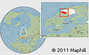 Savanna Style Location Map of Arjeplog Kommun, highlighted parent region, within the entire country, hill shading