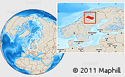 Shaded Relief Location Map of Arjeplog Kommun, within the entire country
