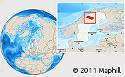Shaded Relief Location Map of Arjeplog Kommun, highlighted country, within the entire country
