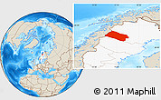 Shaded Relief Location Map of Arjeplog Kommun, highlighted country