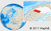 Shaded Relief Location Map of Arjeplog Kommun, highlighted parent region