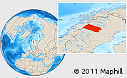 Shaded Relief Location Map of Arjeplog Kommun