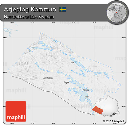 Silver Style Map of Arjeplog Kommun, single color outside