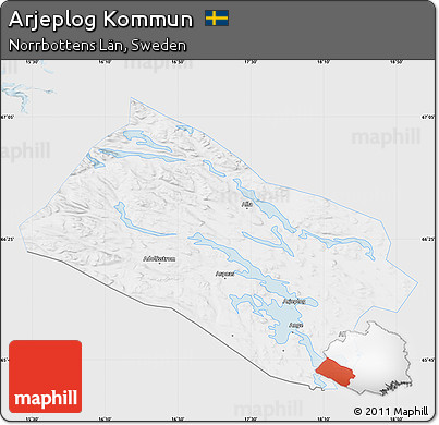 Silver Style Map of Arjeplog Kommun, single color outside