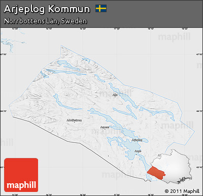 Silver Style Map of Arjeplog Kommun, single color outside