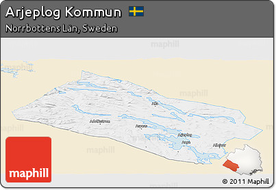 Classic Style Panoramic Map of Arjeplog Kommun, single color outside