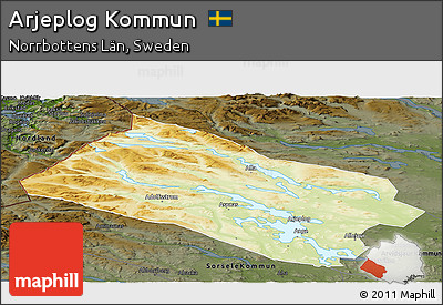 Physical Panoramic Map of Arjeplog Kommun, darken