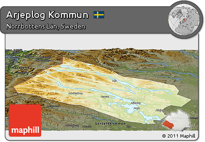 Physical Panoramic Map of Arjeplog Kommun, darken