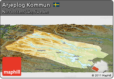 Physical Panoramic Map of Arjeplog Kommun, darken