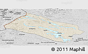 Shaded Relief Panoramic Map of Arjeplog Kommun, desaturated