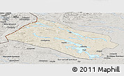 Shaded Relief Panoramic Map of Arjeplog Kommun, semi-desaturated