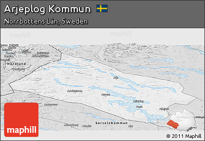 Silver Style Panoramic Map of Arjeplog Kommun